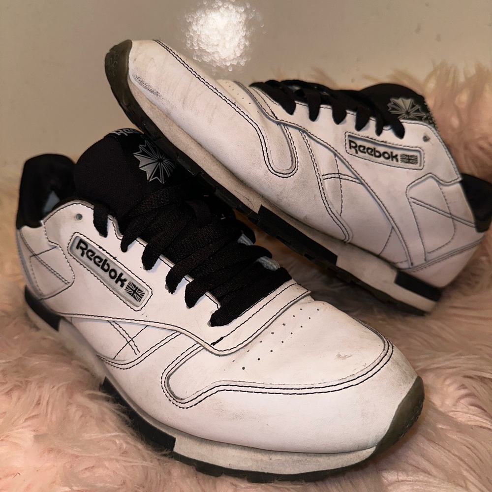 Reebok Men's Classic White and Black Sneakers